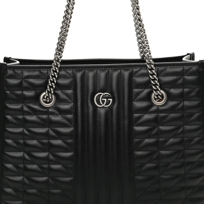 Gucci Calfskin Matelasse Aria Medium GG Marmont Shoulder Tote Black 8 of 14