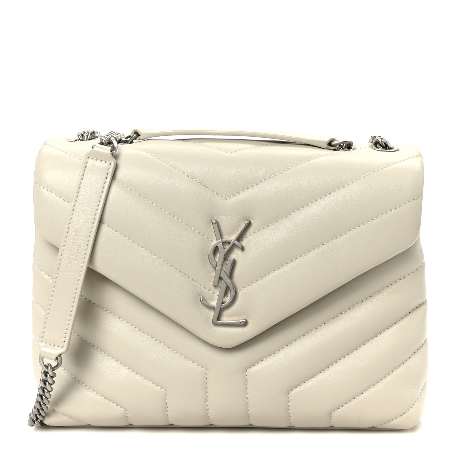 Calfskin Y Quilted Monogram Small Loulou Chain Satchel Crema Soft