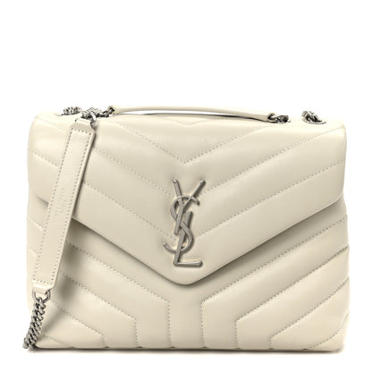 Saint Laurent Calfskin Y Quilted Monogram Small Loulou Chain Satchel Crema Soft 1 of 21