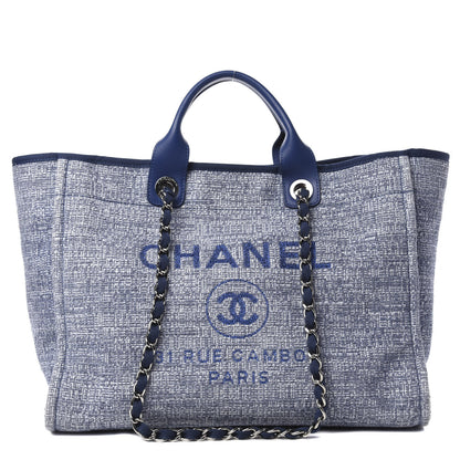 Chanel Woven Straw Raffia Medium Deauville Tote Blue 1 of 10