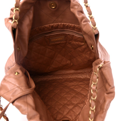 Chanel Shiny Calfskin Quilted Chanel 22 Camel 6 of 10