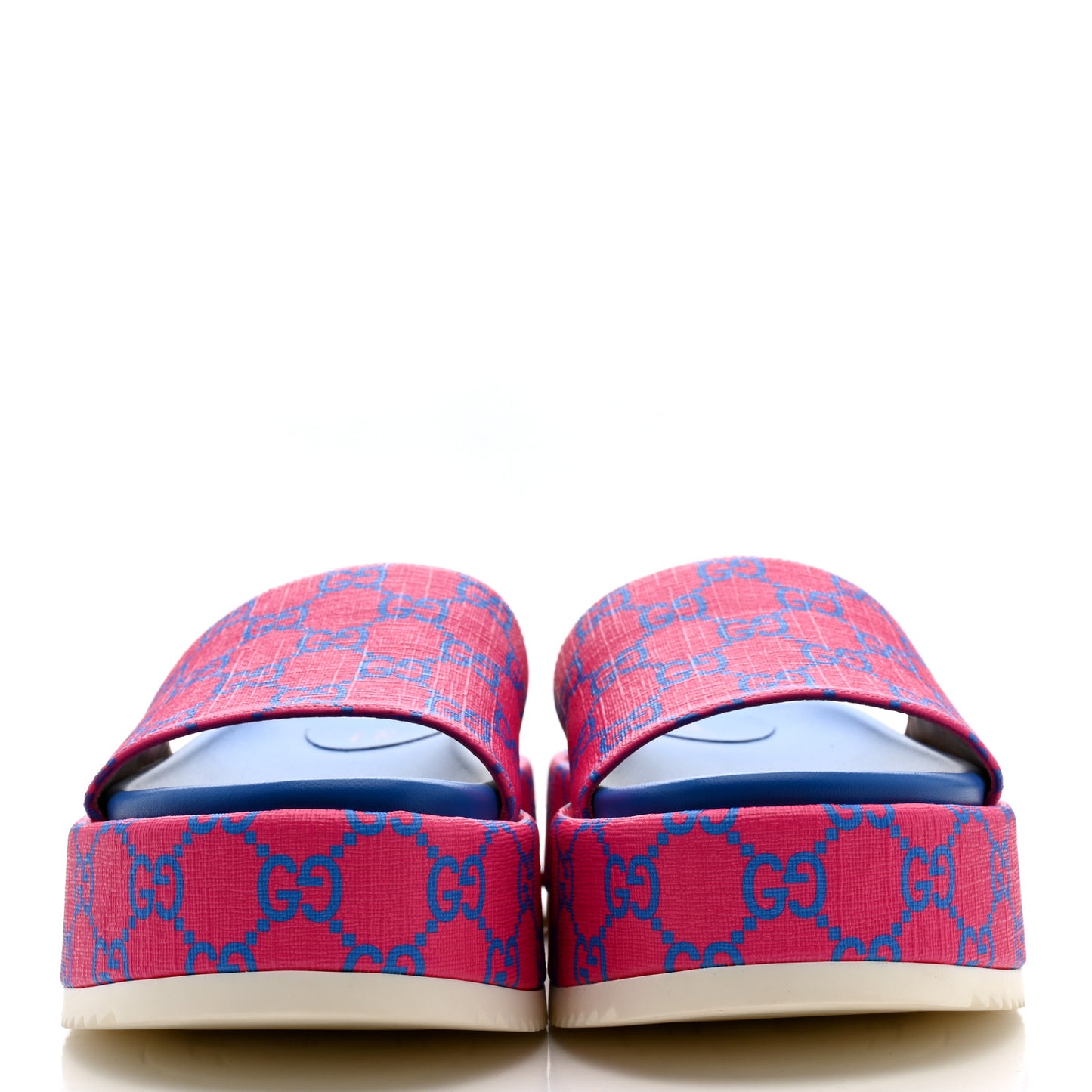 GG Supreme Joy Monogram Angelina Platform Slide Sandals 36 Fuxia Blue