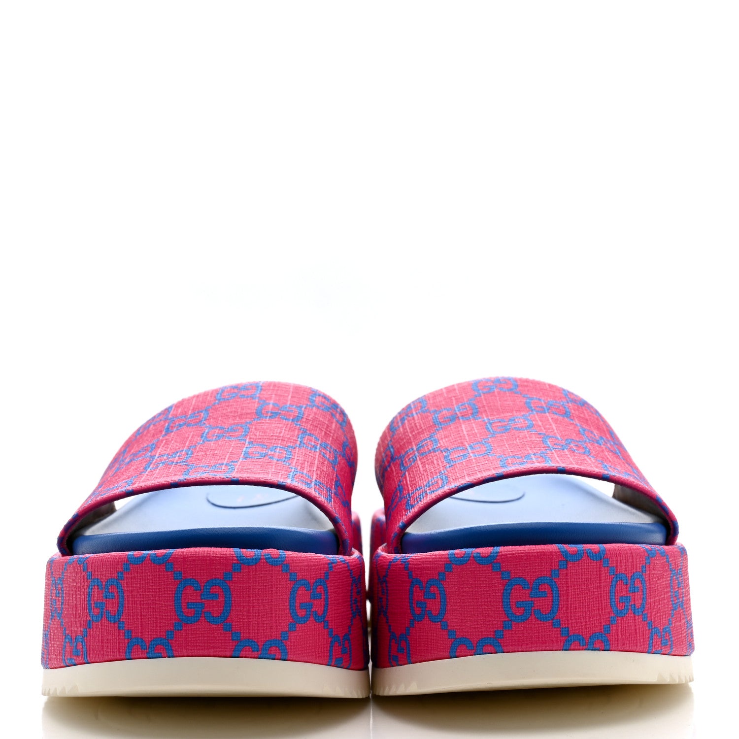Gucci GG Supreme Joy Monogram Angelina Platform Slide Sandals 36 Fuxia Blue 3 of 11
