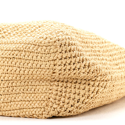 Prada Yarn Raffia Effect Crochet Embroidered Logo Tote Naturale 9 of 9