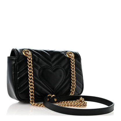 Gucci Calfskin Matelasse Mini GG Marmont Shoulder Bag Black 3 of 12