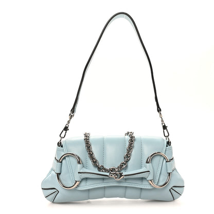 Gucci Nappa Vertical Matelasse Medium Maxi Horsebit Chain Shoulder Bag Crystal Snow 1 of 10