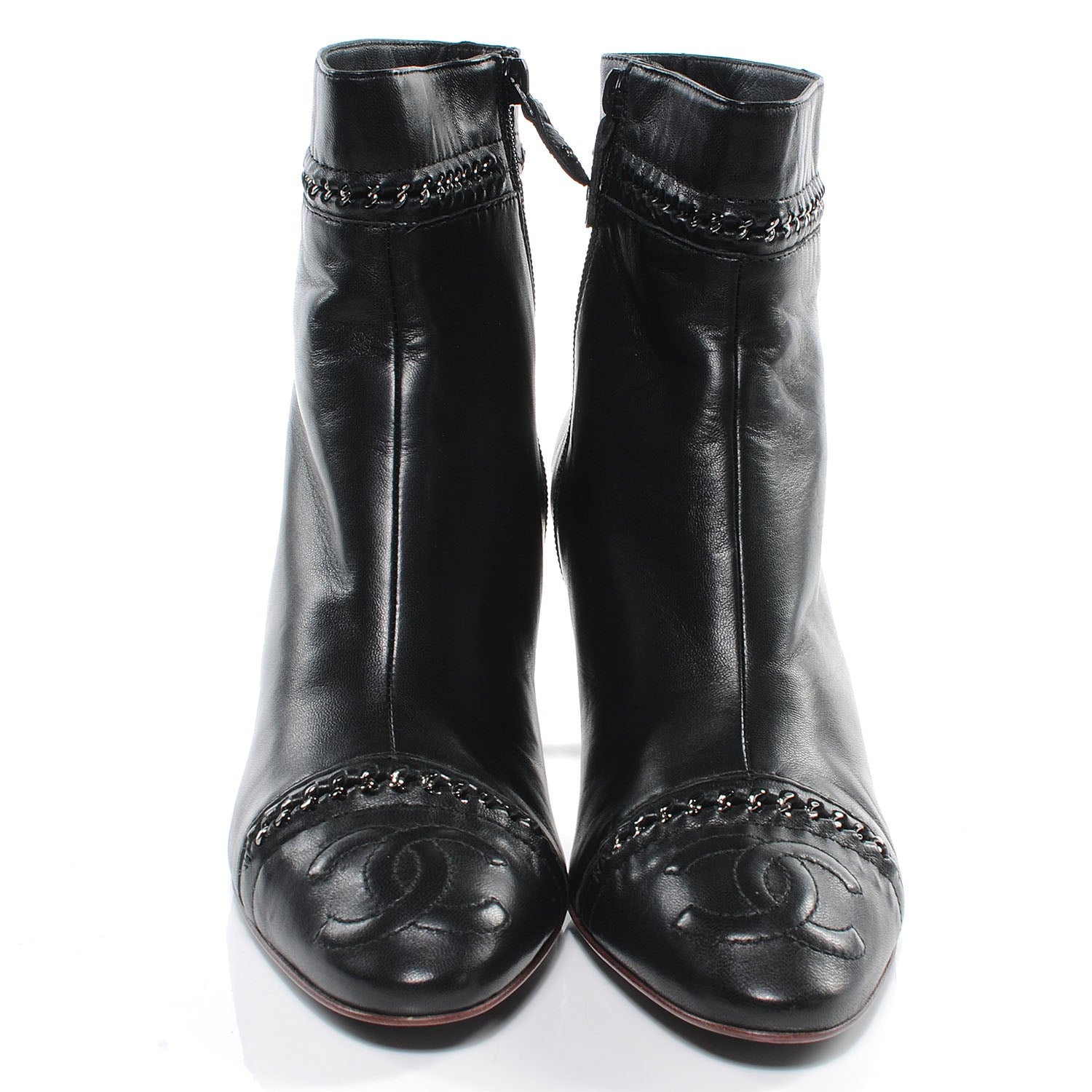 Chanel Lambskin CC Chain Short Boots 40.5 Black 2 of 7