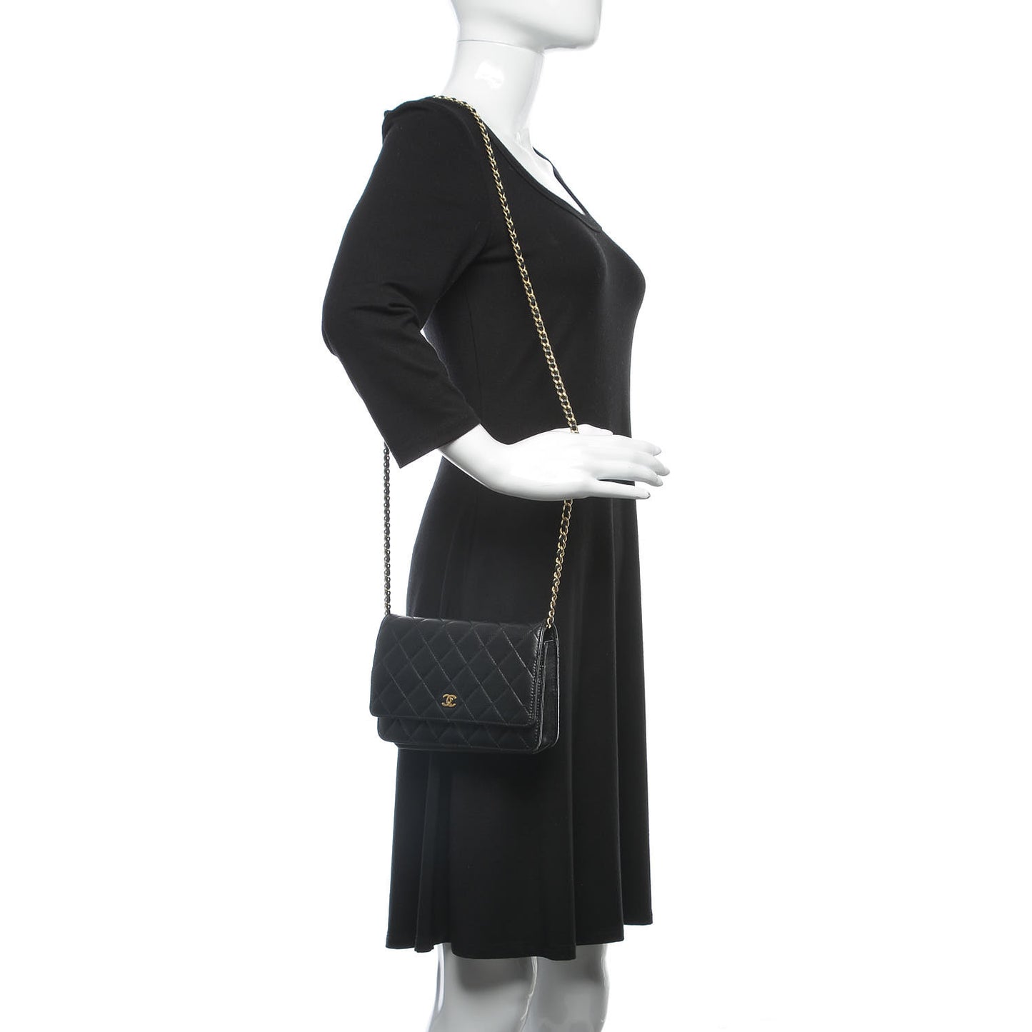 Lambskin Quilted Wallet On Chain WOC Black