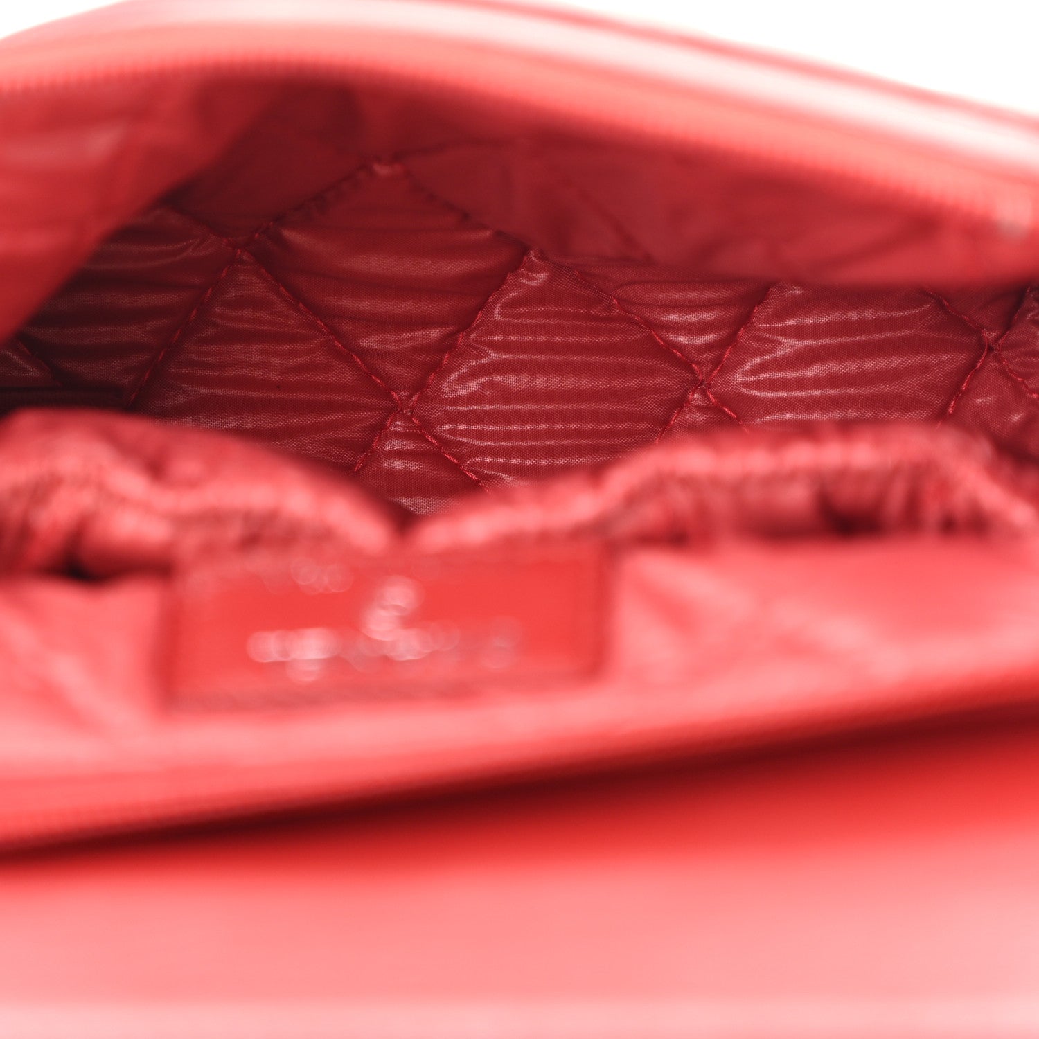 Chanel Lambskin Quilted Flap Cosmetic Case Red 5 of 9