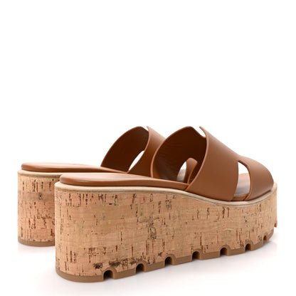 Hermes Calfskin Cork Eze 30 Sandals 36 Marron Glaise 4 of 8