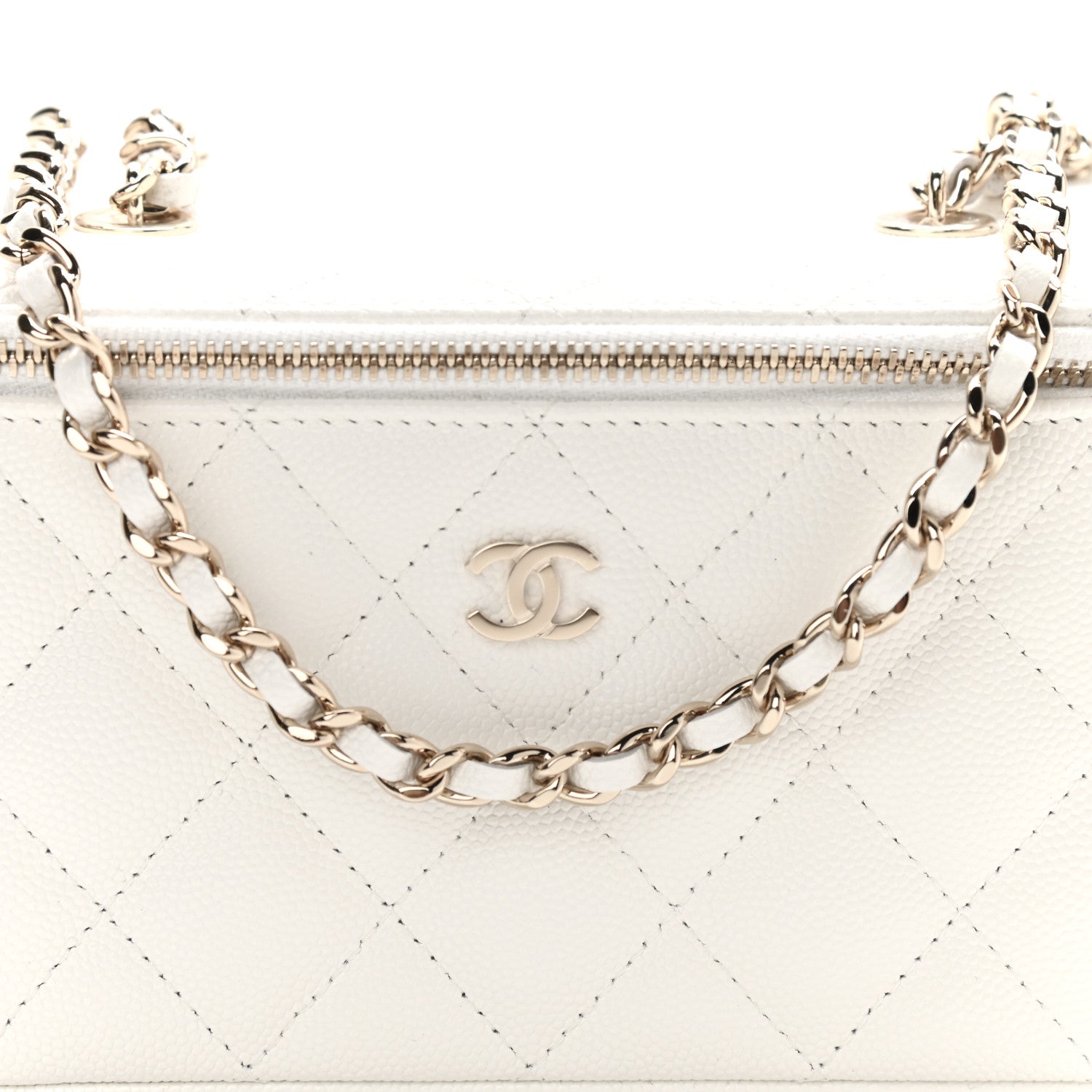 Chanel Caviar Quilted Small Vanity Case With Chain White 8 of 12
