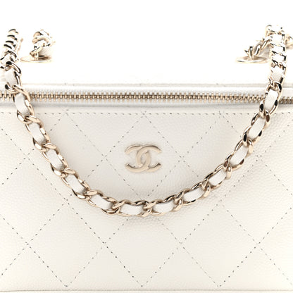 Chanel Caviar Quilted Small Vanity Case With Chain White 8 of 12