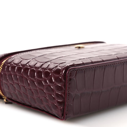 Chanel Calfskin Crocodile Embossed Crococo Exoticoco Vanity With Chain Dark Burgundy 9 of 12