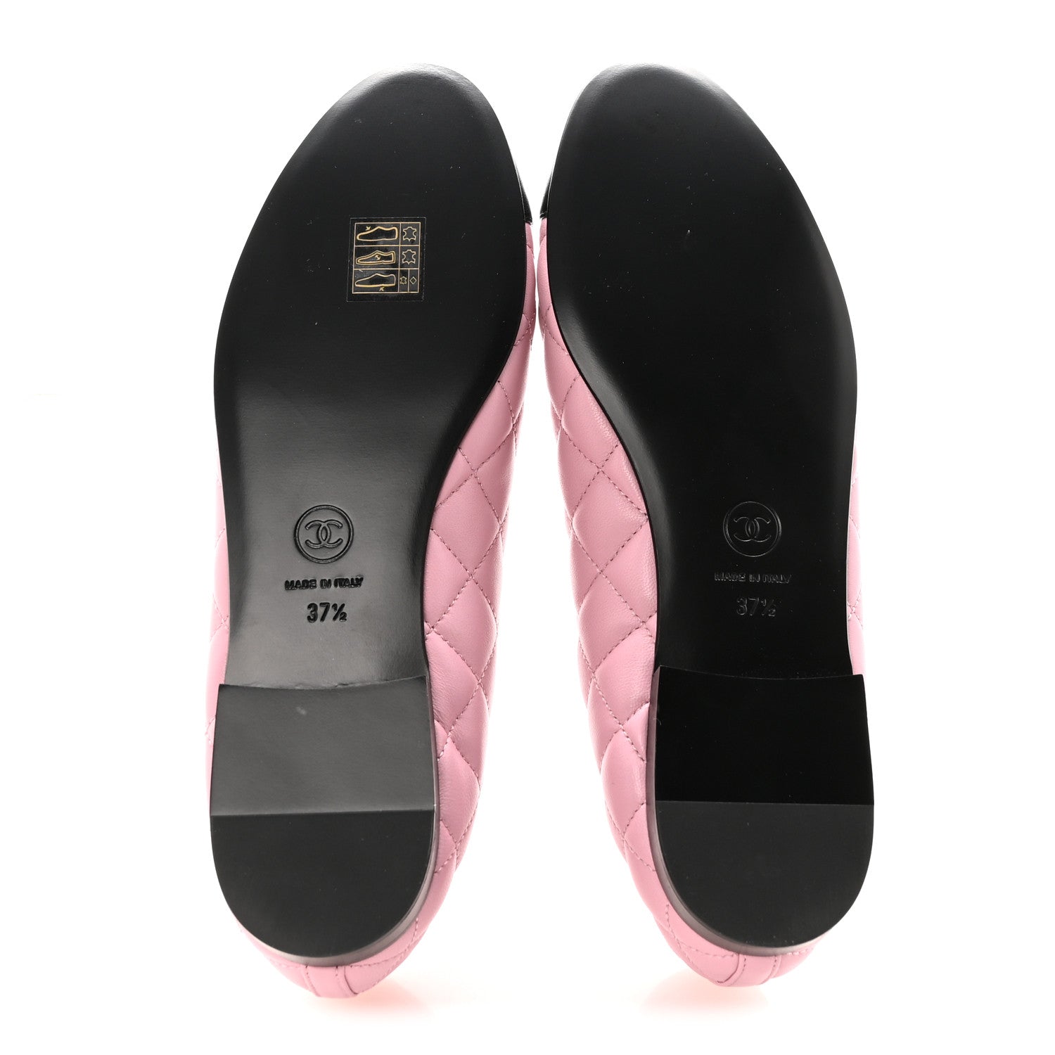 Chanel Lambskin Quilted CC Cap Toe Ballerina Flats 37.5 Pink Black 6 of 10