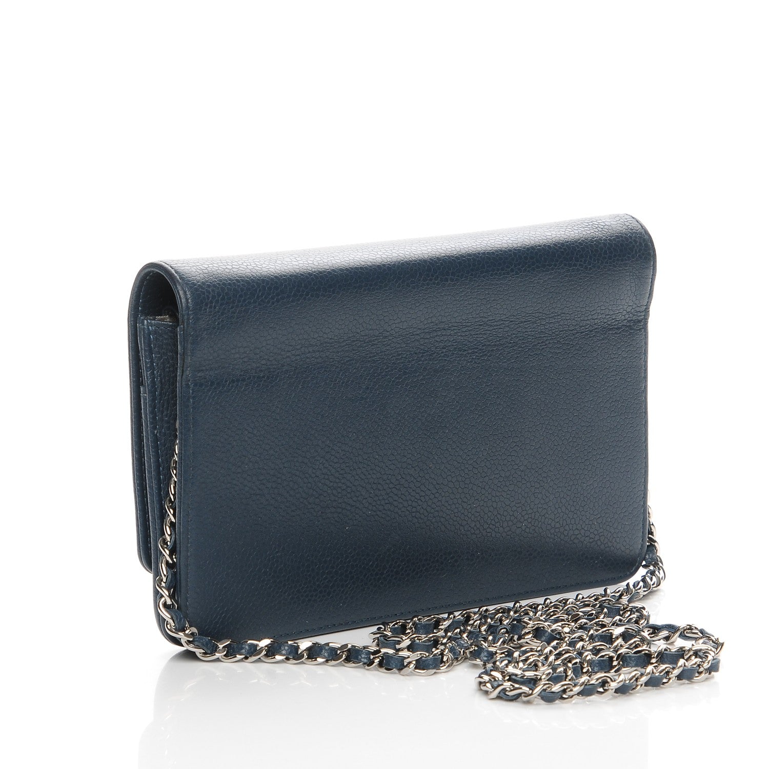 Chanel Caviar Timeless CC Wallet On Chain WOC Navy Blue 3 of 8
