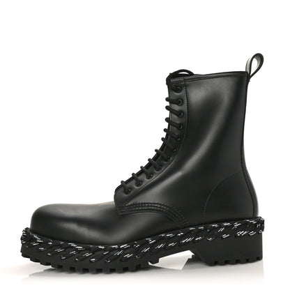 Balenciaga Calfskin Woven Detail Mens Combat Boots 41 Black 1 of 7