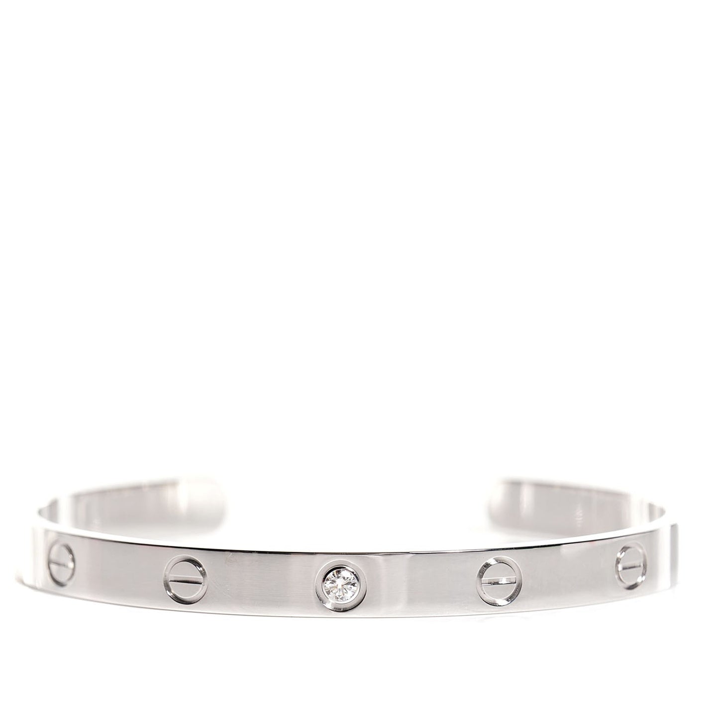 18K White Gold 1 Diamond LOVE Cuff Bracelet 18