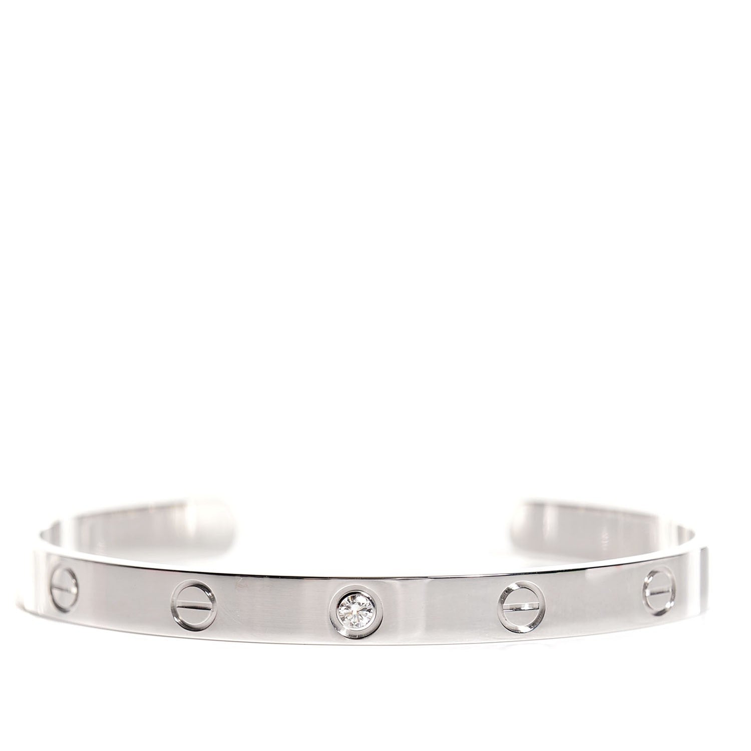 Cartier 18K White Gold 1 Diamond LOVE Cuff Bracelet 18 1 of 6