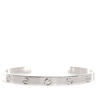 Cartier 18K White Gold 1 Diamond LOVE Cuff Bracelet 18 1 of 6