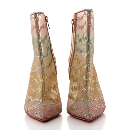 Christian Louboutin Rete Tulle Nancy Bootie 100 Ankle Boots 39 Multicolor Blush 2 of 9