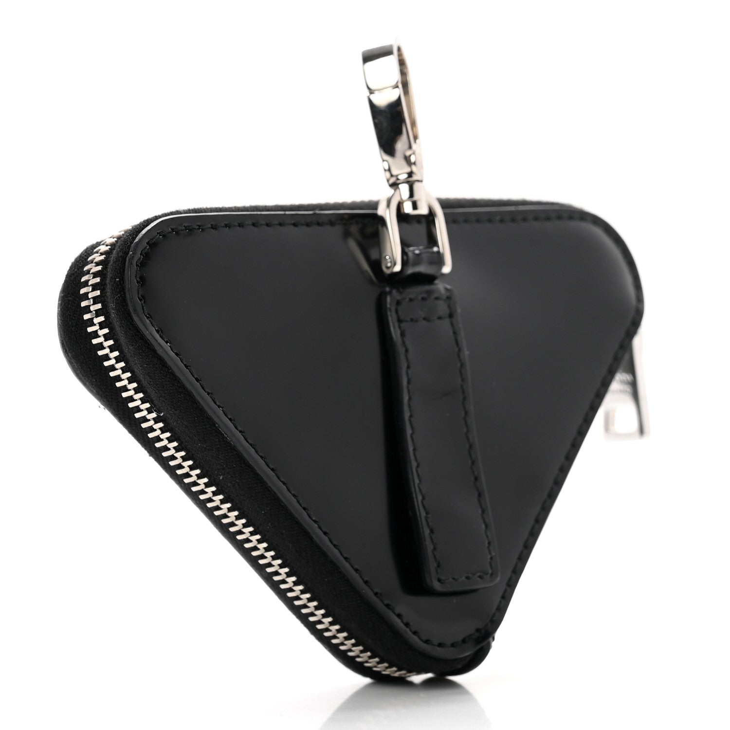 Prada Spazzolato Triangle Coin Pouch Bag Charm Black 3 of 7