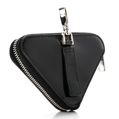 Prada Spazzolato Triangle Coin Pouch Bag Charm Black 3 of 7