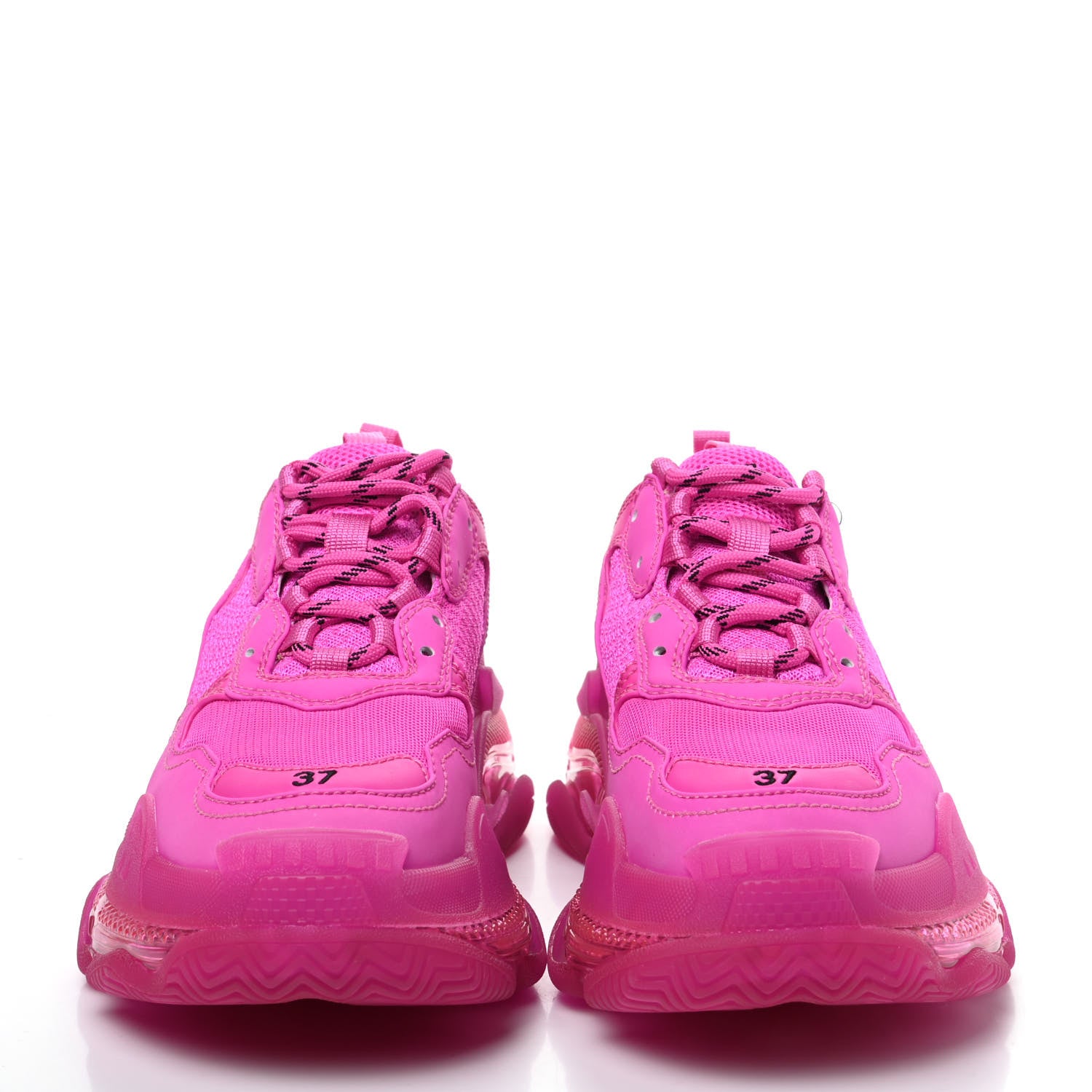 Balenciaga Fabric Mesh Clear Sole Fluo Womens Triple S Sneakers 37 Pink 2 of 10