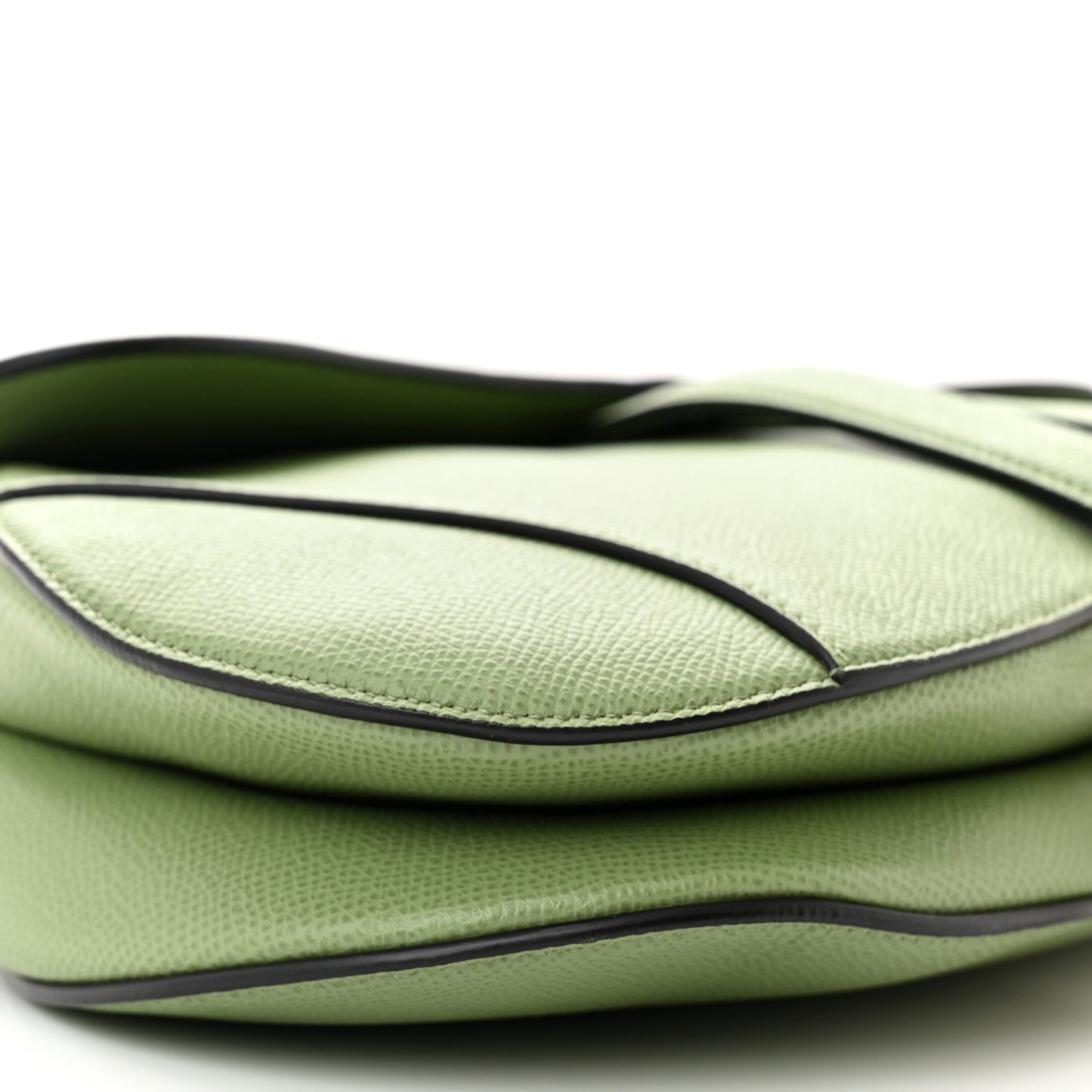 Grained Calfskin Saddle Bag Green