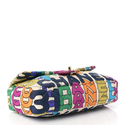 Chanel Printed Fabric Quilted Logo Single Flap Bag Multicolor 3 of 9