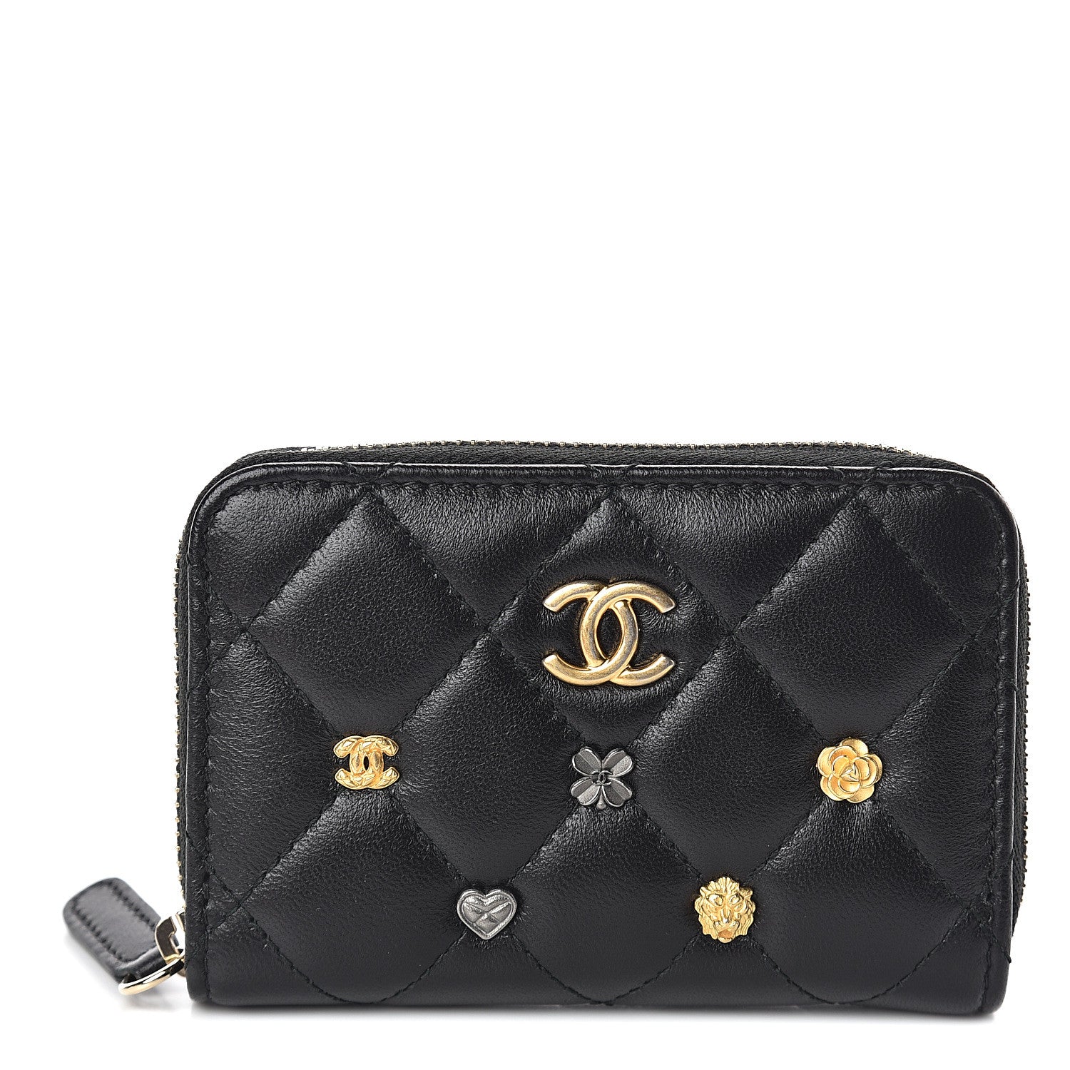 Chanel Lambskin Lucky Charms Zip Coin Purse Black 1 of 8