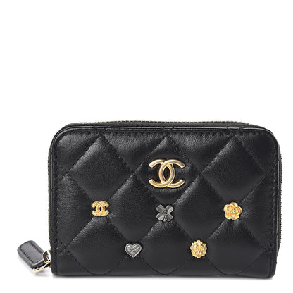 Chanel Lambskin Lucky Charms Zip Coin Purse Black 1 of 8