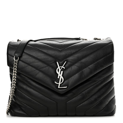 Saint Laurent Calfskin Y Quilted Monogram Medium Loulou Chain Satchel Black 1 of 16
