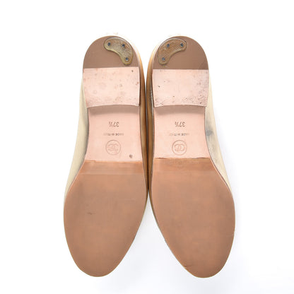 Chanel Metallic Lambskin Caviar CC Cap Toe Ballerina Flats 37.5 Light Gold 5 of 11