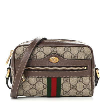 Gucci GG Supreme Monogram Web Mini Ophidia Shoulder Bag Brown 1 of 12