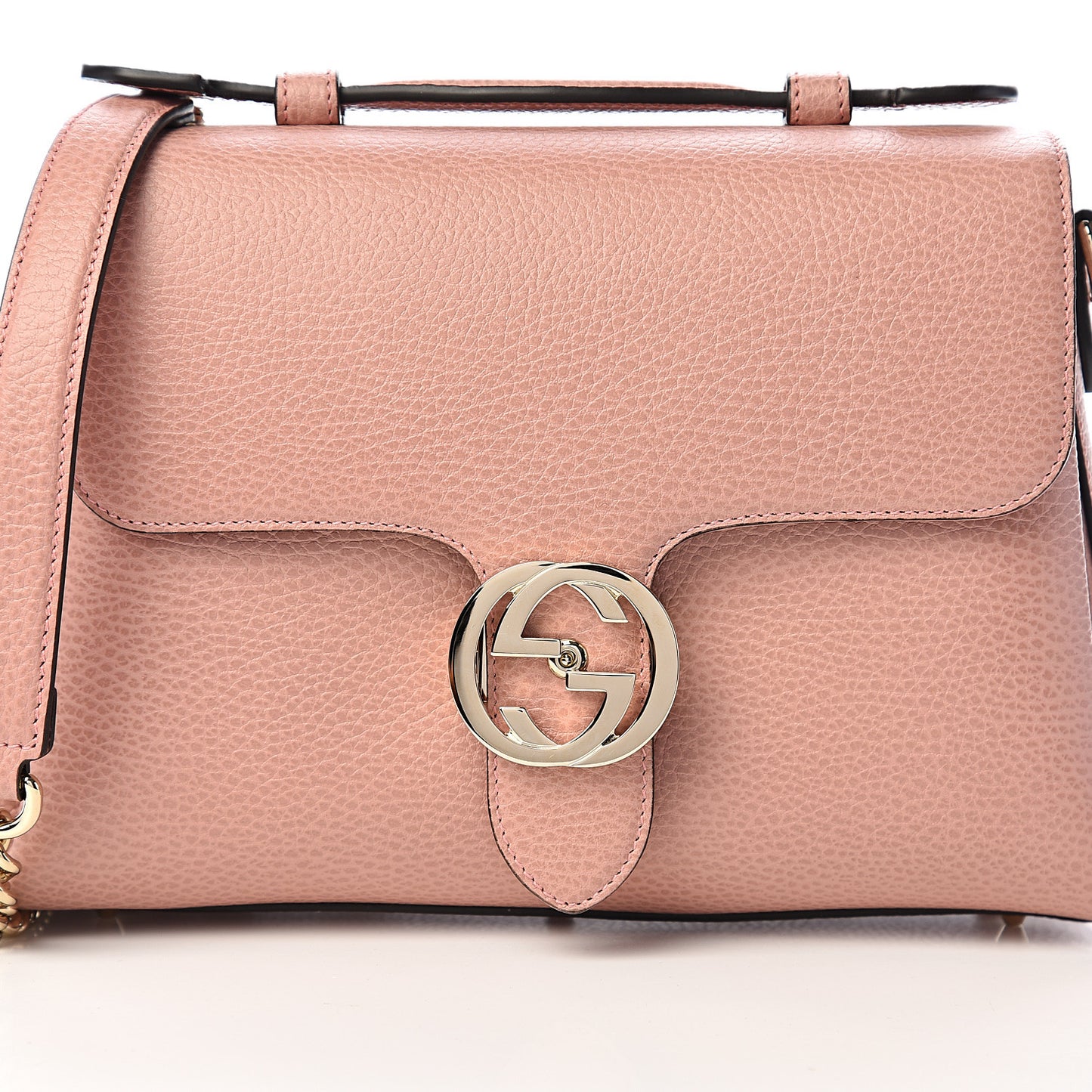 Dollar Calfskin Interlocking G Top Handle Shoulder Bag Soft Pink