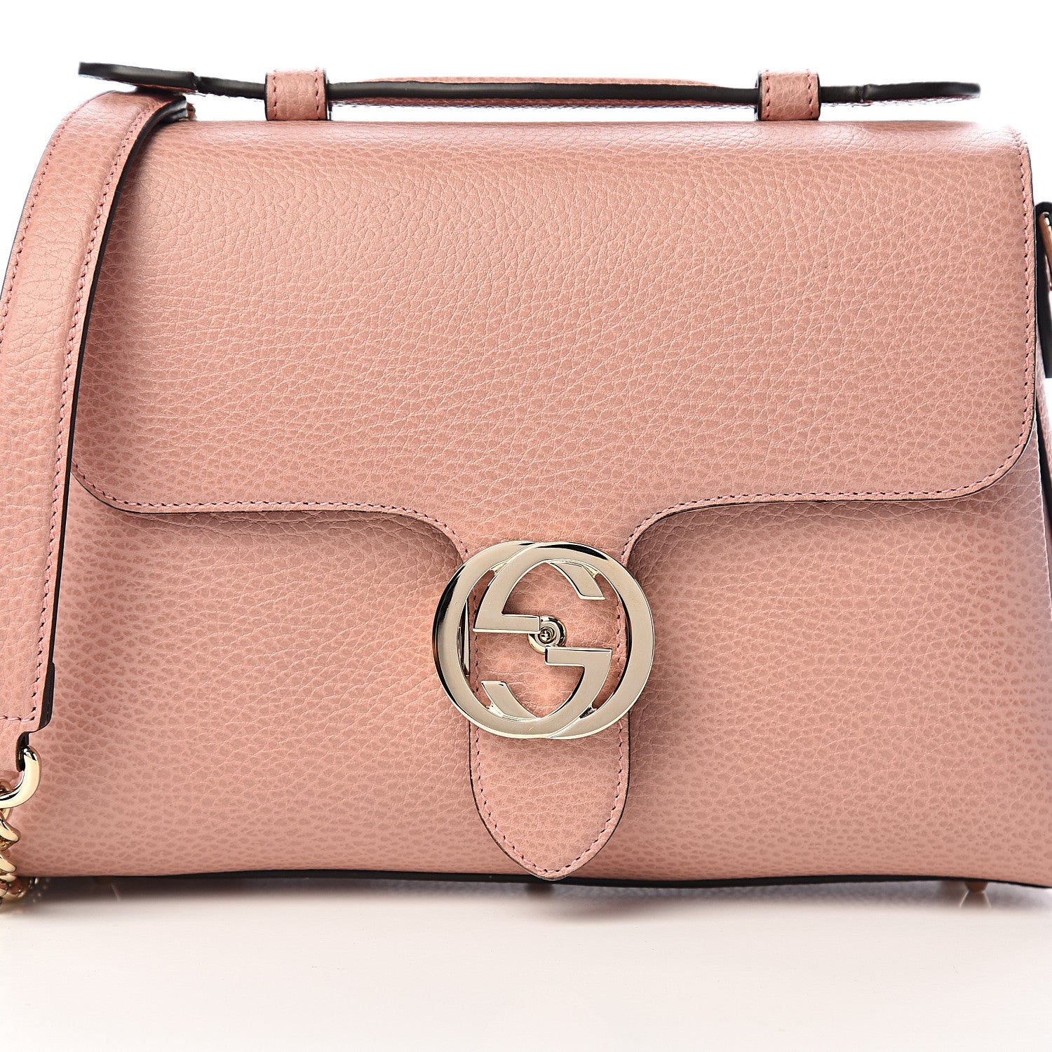 Gucci Dollar Calfskin Interlocking G Top Handle Shoulder Bag Soft Pink 9 of 9