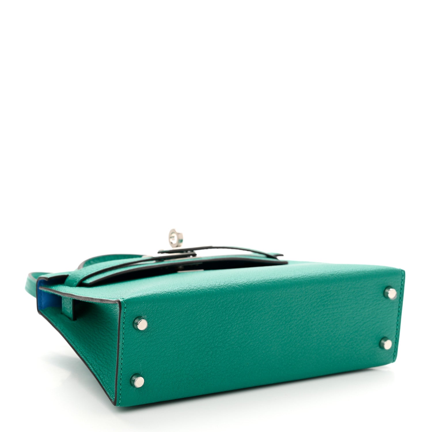 Hermes Chevre Mysore Verso Mini Kelly Sellier 20 Vert Verone Bleu Hydra 4 of 11