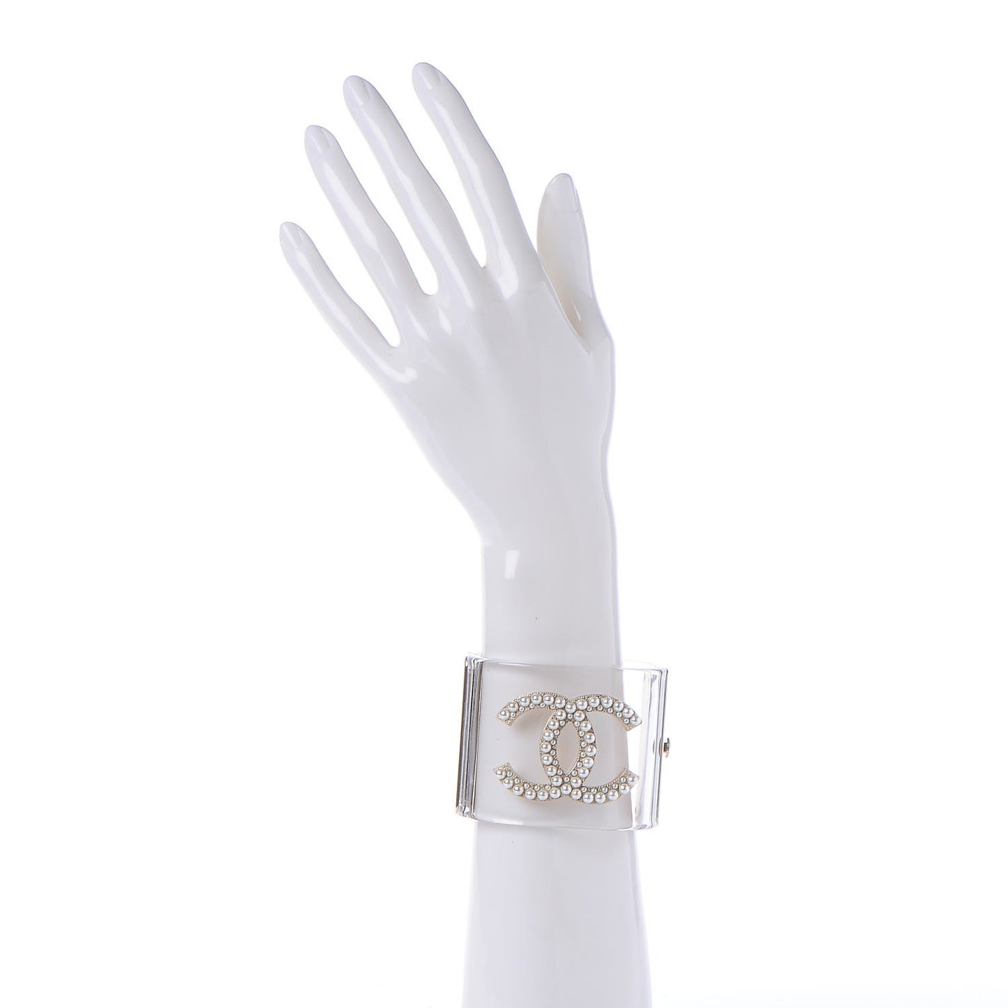 Lucite Pearl CC Cuff Light Gold