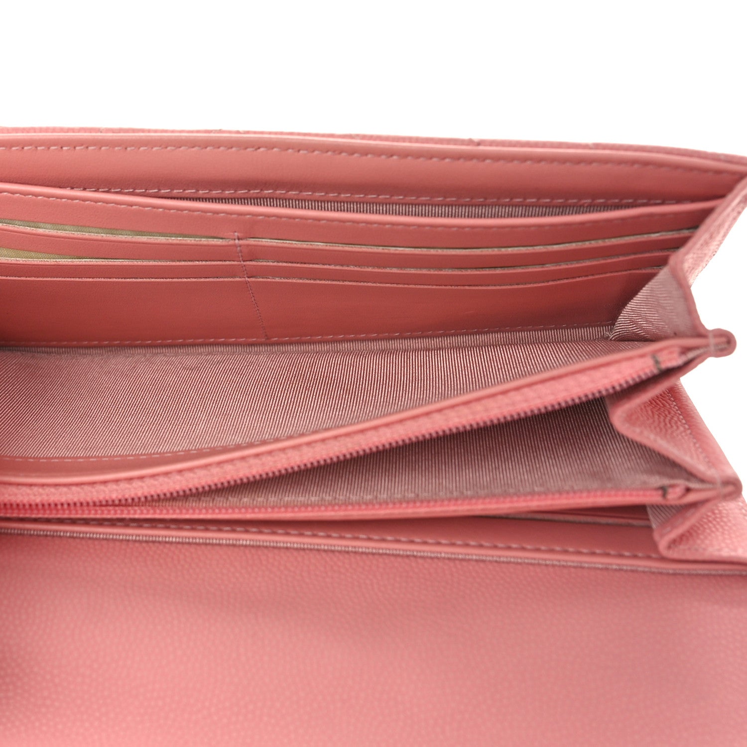 Chanel Caviar Chevron Quilted Large Gusset Flap Wallet Pink 5 of 9