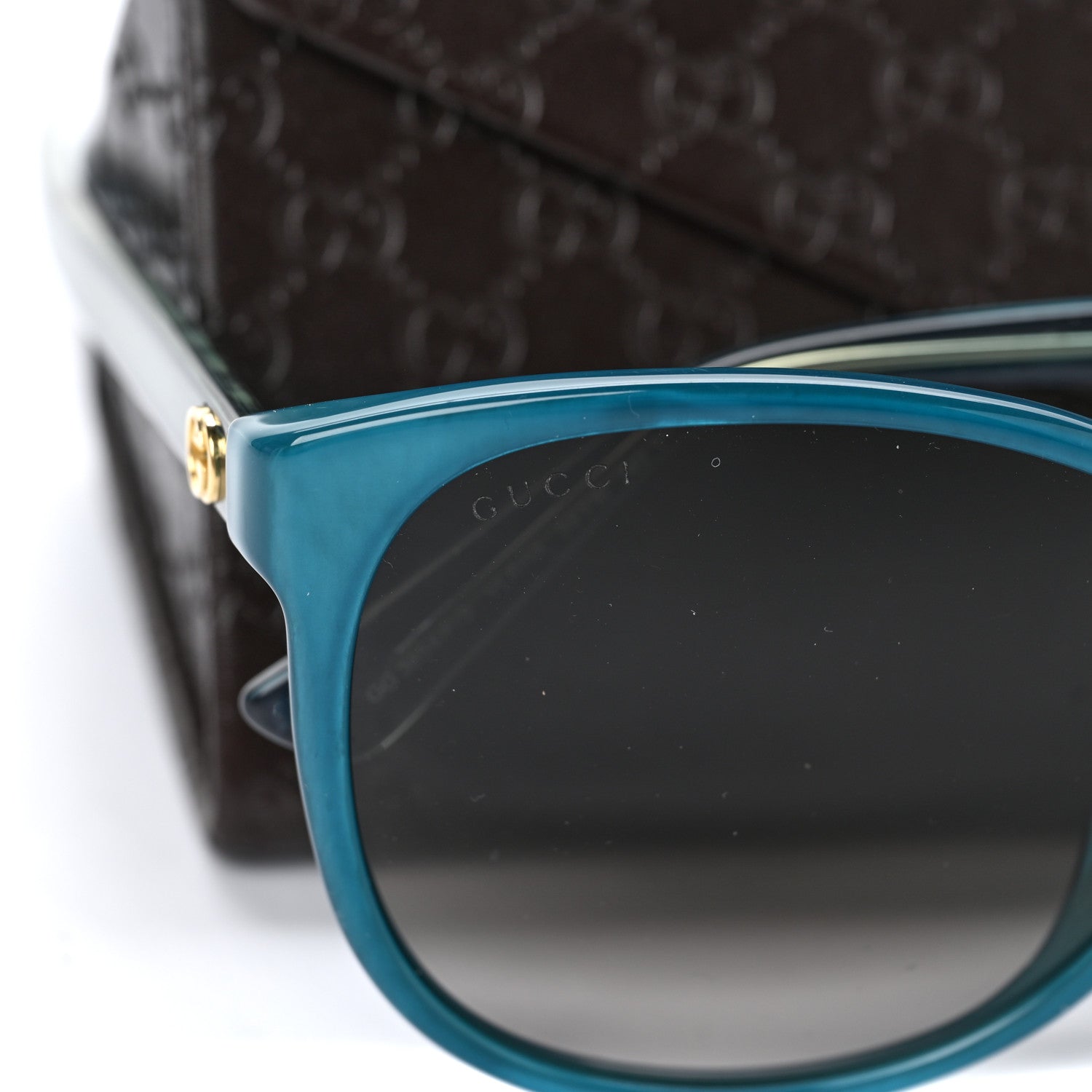 Gucci Round Frame Sunglasses GG3845/F/S Turquoise 5 of 8