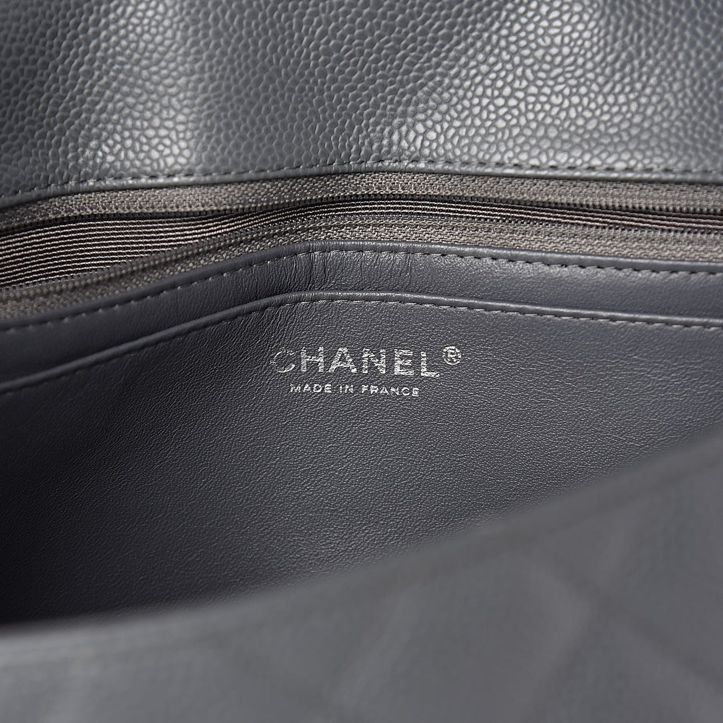 Caviar Quilted Jumbo Single Flap Grey