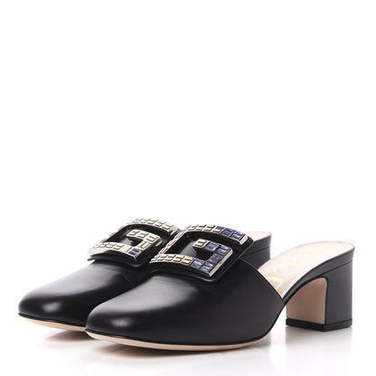 Gucci Malaga Kid Crystal Square G Madelyn Mules 36.5 Black 3 of 11