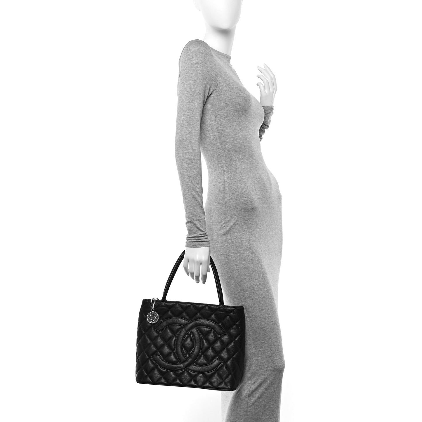 Caviar Quilted Medallion Tote Black
