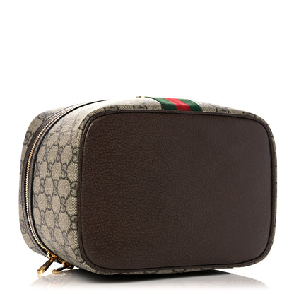 Gucci GG Supreme Monogram Textured Calfskin Web Small Ophidia Vanity Cosmetic Case Beige Ebony New Acero 4 of 12