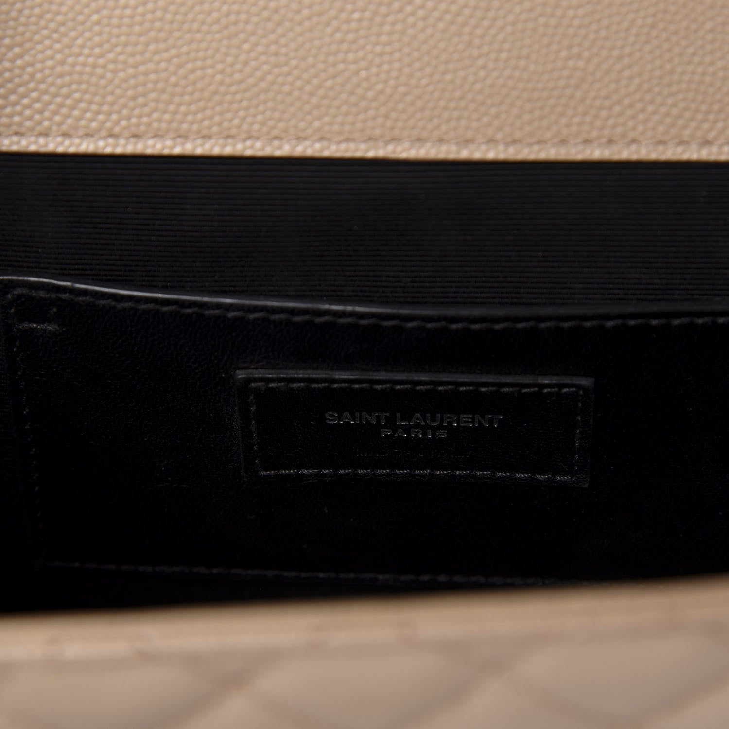 Saint Laurent Grain De Poudre Textured Mixed Matelasse Medium Triquilt Monogram Satchel Taupe 8 of 9