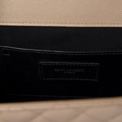 Saint Laurent Grain De Poudre Textured Mixed Matelasse Medium Triquilt Monogram Satchel Taupe 8 of 9