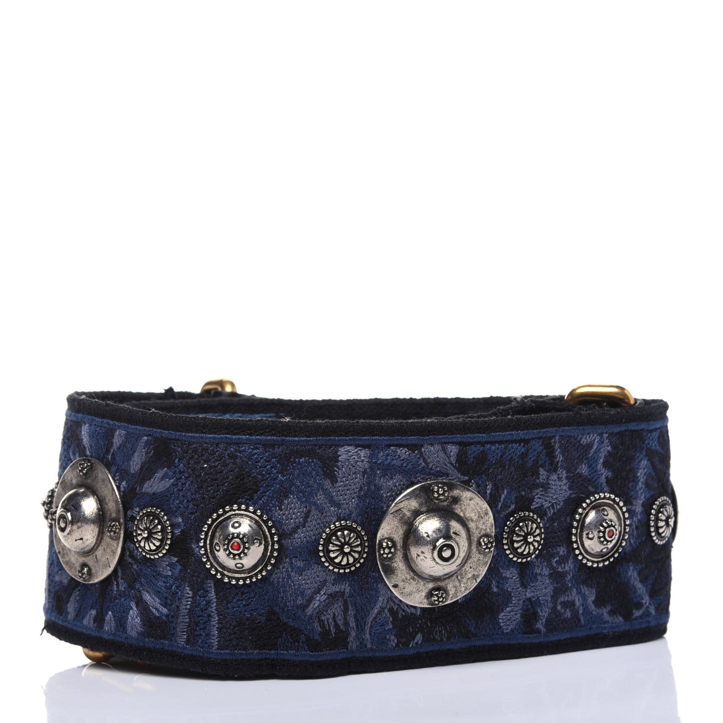 Canvas Embroidered Studded KaleiDiorscopic Adjustable Shoulder Strap Blue