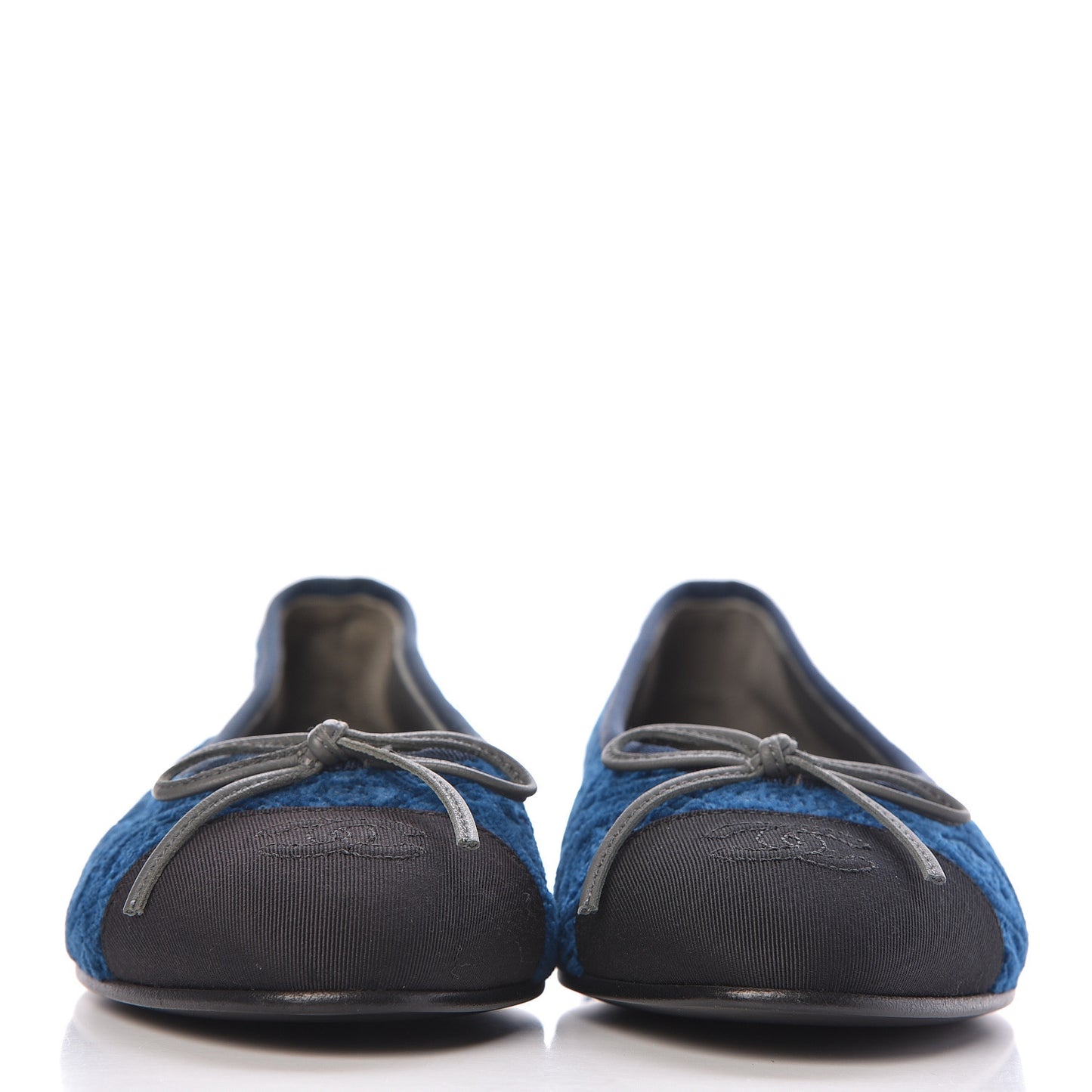 Velvet Grosgrain Cap Toe Ballerina Flats 36.5 Navy Black
