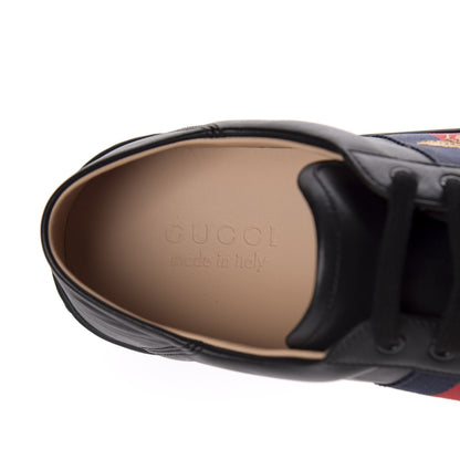 Gucci Calfskin Web Bee Embroidered Mens Ace Sneakers 8 Black 7 of 10