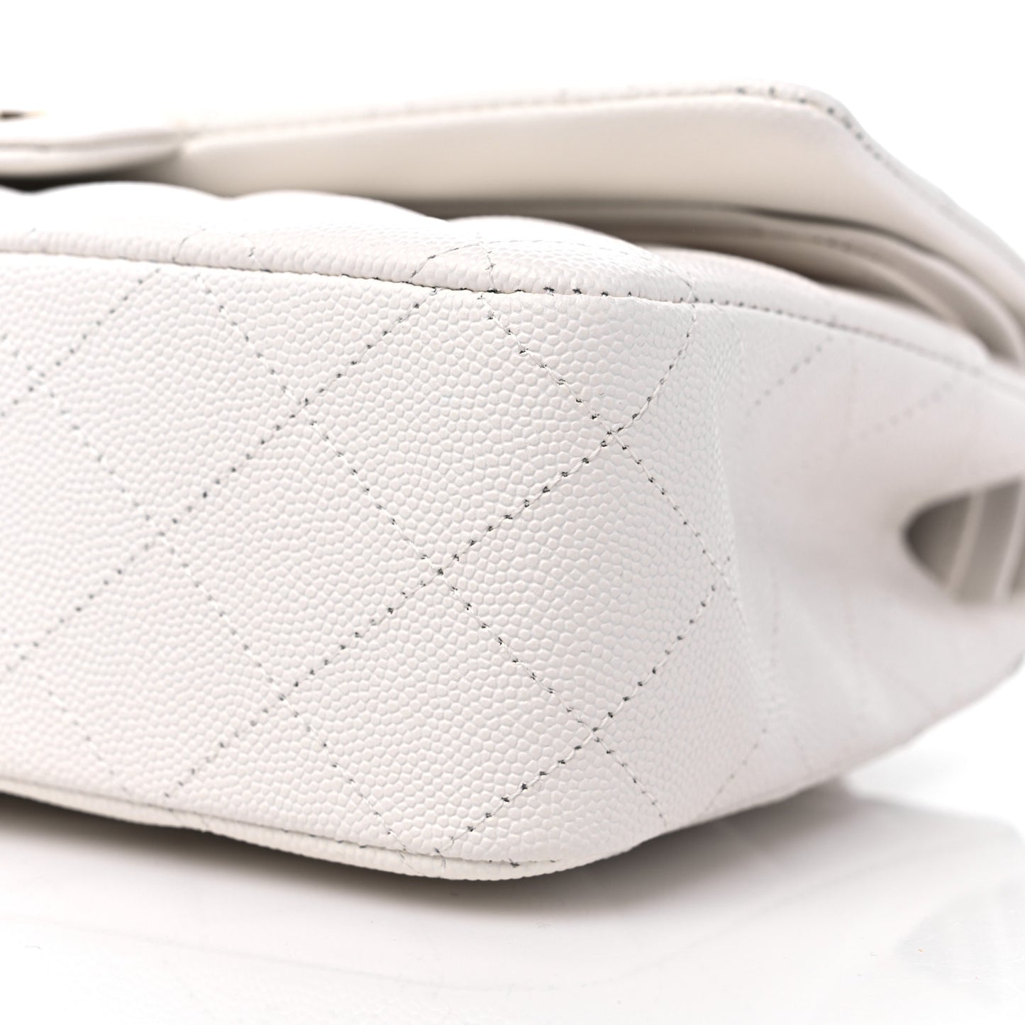 Caviar Quilted Medium Double Flap White